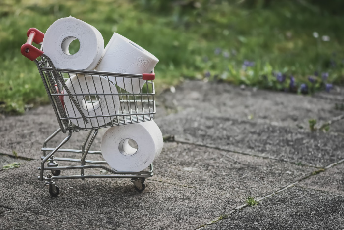 Toilettenpapier im Einkaufswagen